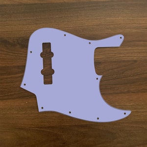 Solid Color Jazz Bass, graphic printed custom pickguard. Light blue Purple