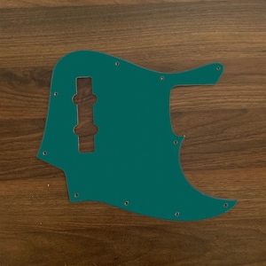 Solid Color Jazz Bass, graphic printed custom pickguard. Deep Turquoise