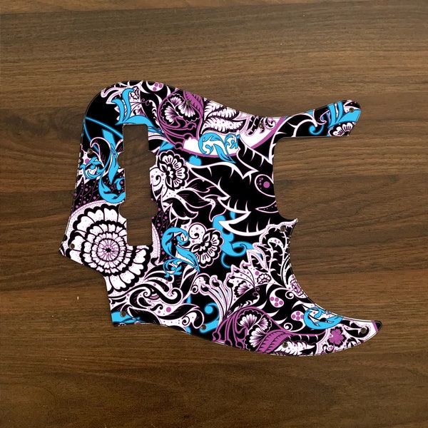 Jazz Bass, graphic printed custom pickguard. The Nautilus(2) paisley
