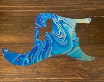 P Bass, grafisch gedrukte custom pickguard. Psychedelisch 7