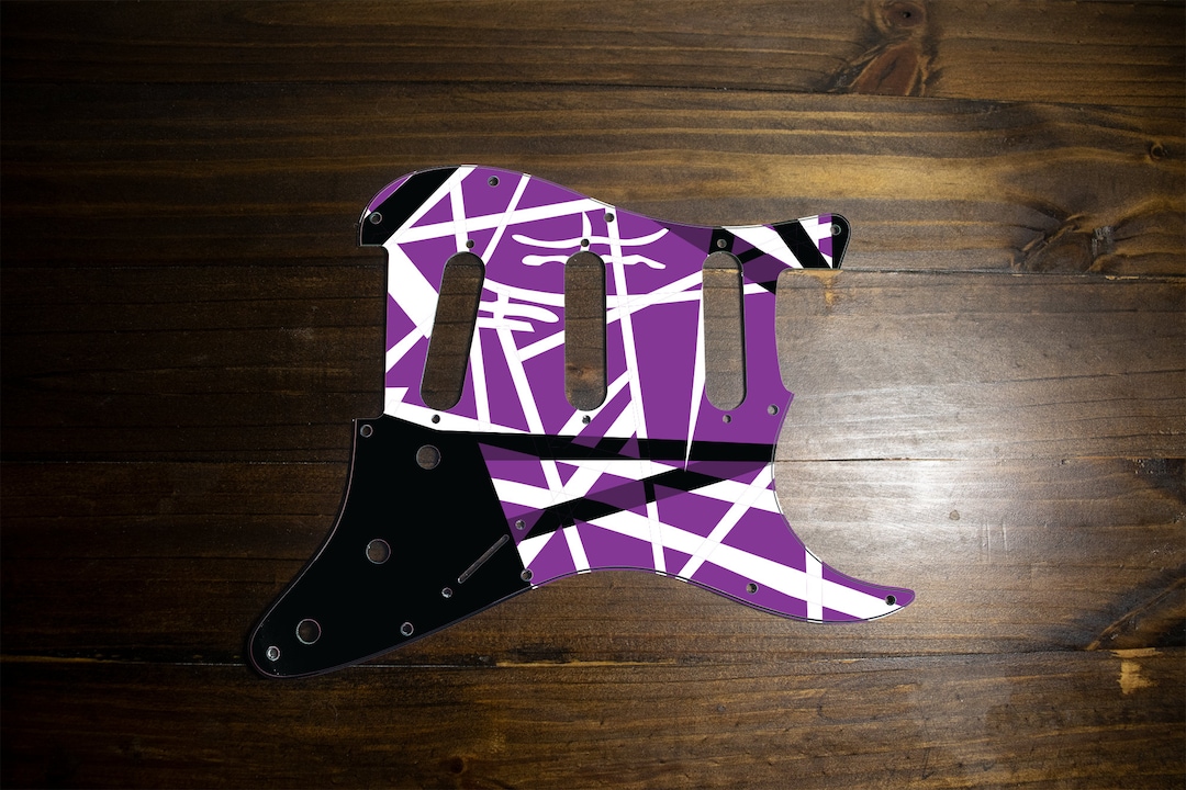 紫、黒、白のストライプ柄のストラトキャスターピックガード - Etsy 日本