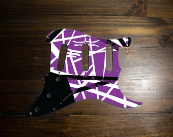 Purple, Black and White striped Stratocaster Pickguard