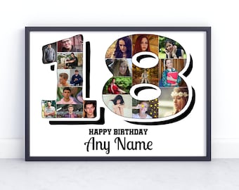 Personalized 18th Birthday Photo Collage Print: Custom Wall Art