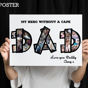 Personalised Dad Photo Collage Gift for Him. Fathers Day Gift. Birthday Gift for Father, Dad, Daddy. Birthday gift for Him. image 4