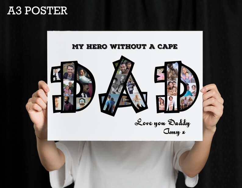 Personalised Dad Photo Collage Gift for Him. Fathers Day Gift. Birthday Gift for Father, Dad, Daddy. Birthday gift for Him. image 4