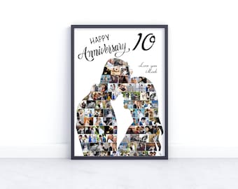 Personalised 10th Anniversary Photo Collage Gift: A Thoughtful Present for Him or Her.