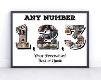 Any Number Personalised Custom Design Photo Collage Gift. Birthday / Anniversary Gift for Him or Her. Gift for a Husband, Wife or Friend.