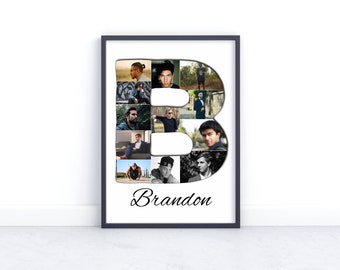Letter B Collage. Personalised Photo Collage Gift. Birthday Gift for Him or Her, Husband, Wife.