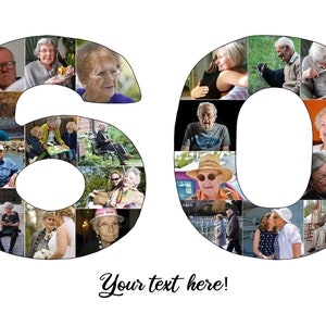 60th Birthday Custom Photo Collage Gift. Birthday Gift for Father, Mother, Grandad, Grandmother, Nana, Nanny. image 4