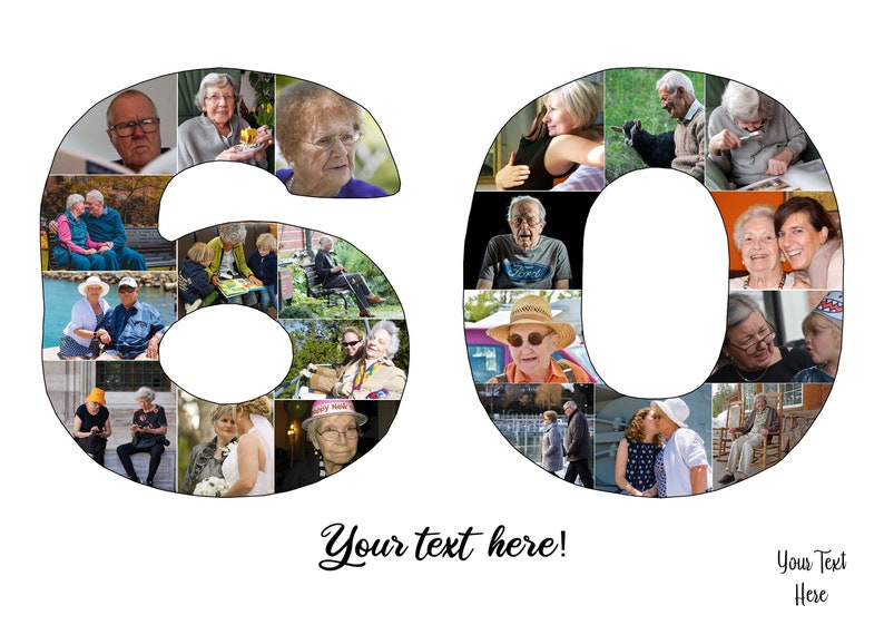 60th Birthday Custom Photo Collage Gift. Birthday Gift for Father, Mother, Grandad, Grandmother, Nana, Nanny. image 4