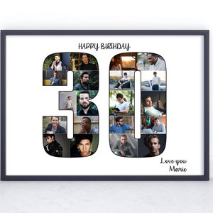 Collage de fotos personalizado para tu 30.º cumpleaños: regalo de arte mural personalizado