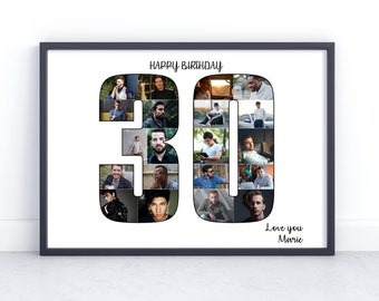 Personalized 30th Birthday Photo Collage: Custom Wall Art Gift