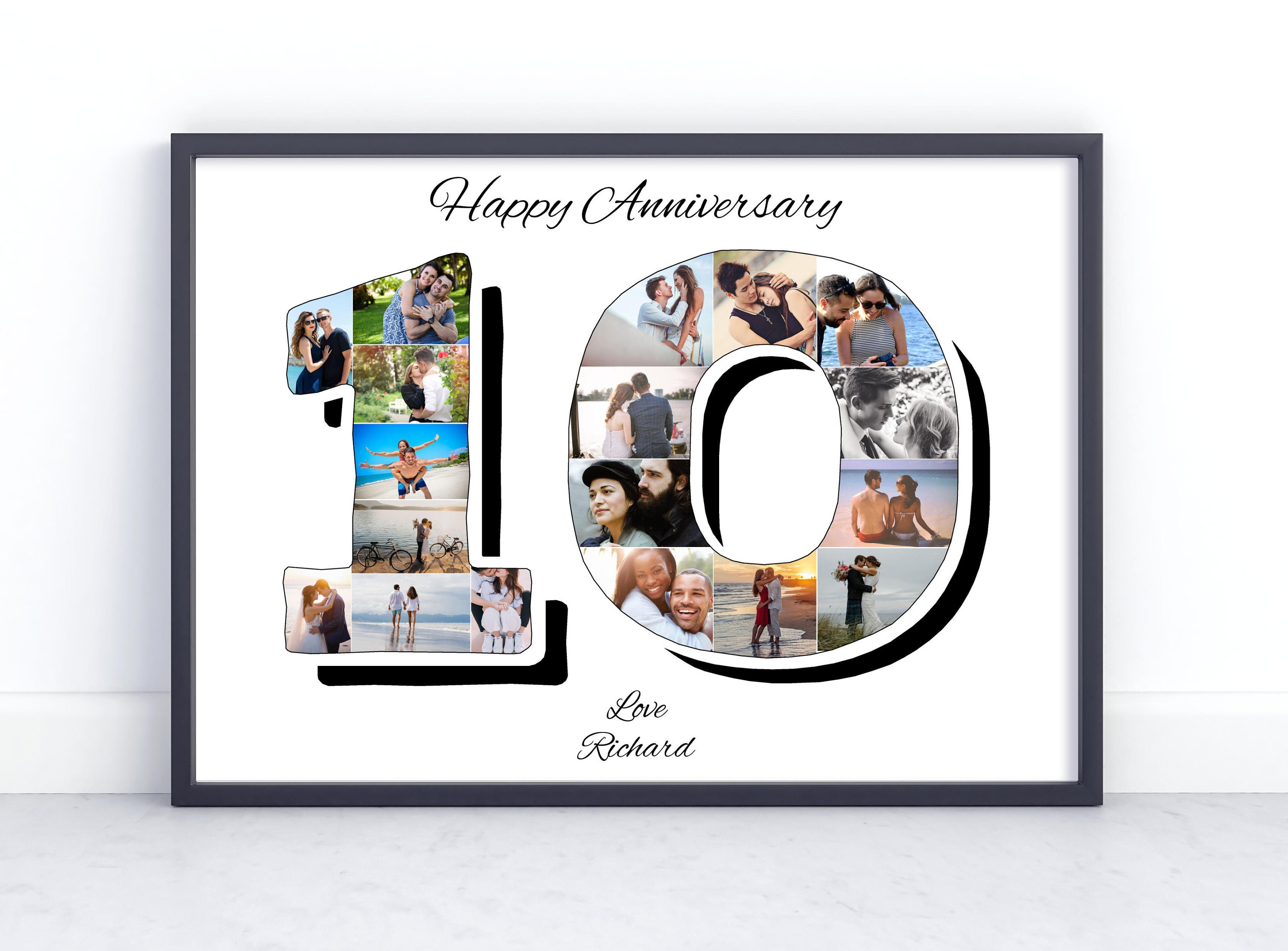 Personalized 10th Anniversary Photo Collage Print: Custom Wall Art