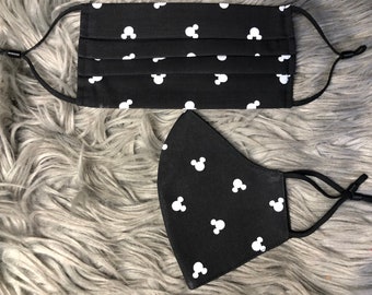 Mickey Mouse Face Mask, Reusable, with filter pocket, Disney Theme, Adjustable Straps, Disneyland