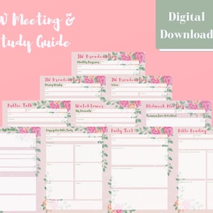 JW Meeting & Study Guide Bundle (Floral) - Digital Download (PDF)