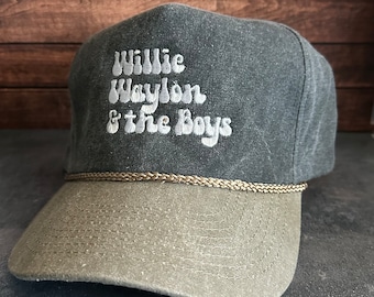 Gorra trucker snapback de lona desgastada bordada de estilo vintage de Willie Waylon and the Boys para hombres y mujeres con envío gratis