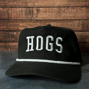 Vintage Style Arkansas Hogs Embroidered Snapback Trucker Rope Hat Free Shipping