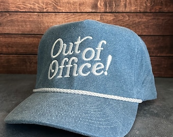 Vintage Style Out of Office Embroidered Faded Canvas Snapback Trucker Rope Hat with Free Shipping