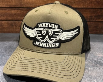 Vintage Style Waylon Patch Olive Green Mesh Back Richardson Brand Trucker Hat Free Shipping