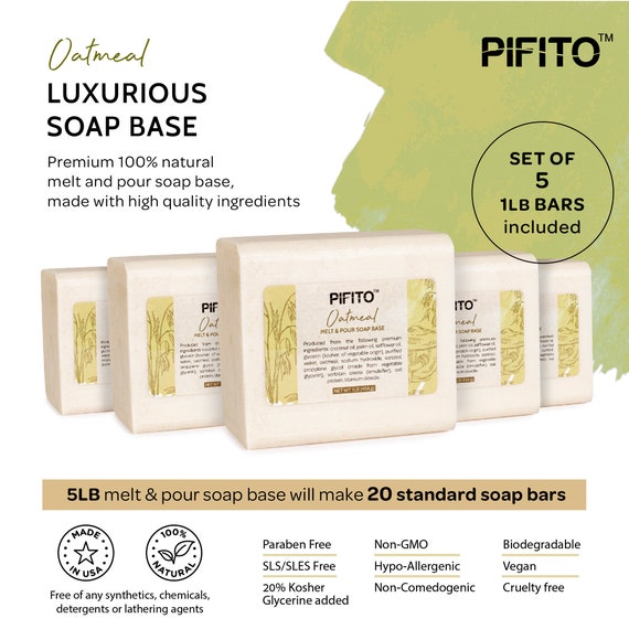Pifito Melt and Pour Soap Base Sampler (7 lbs) Assortment of 7 Bases (1lb  ea) Clear, White, Goats Milk, Shea Butter, Oatmeal, Honey, Olive Oil  Glycerin Soap Making Supplies