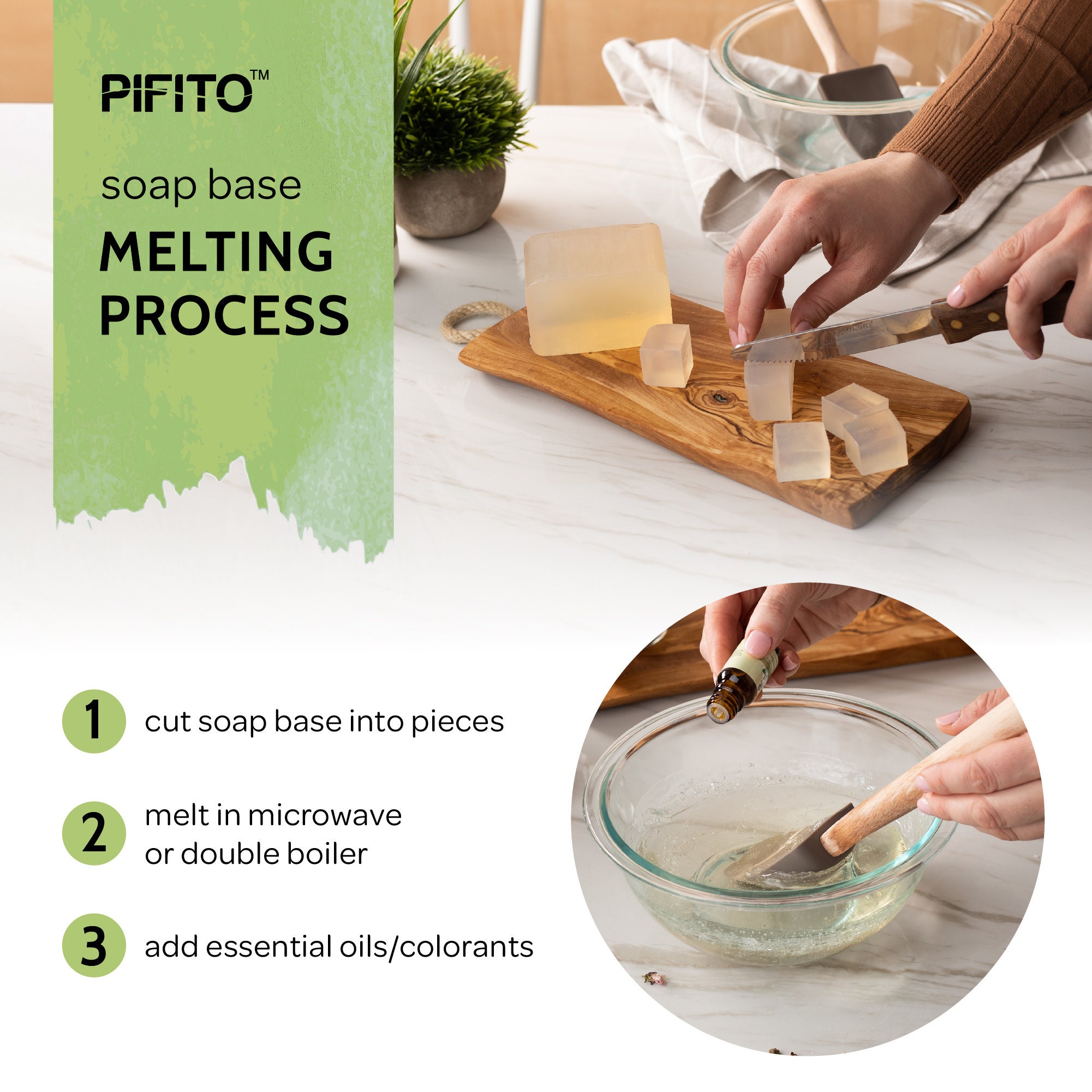 Pifito Olive Oil Melt and Pour Soap Base Premium 100 Natural Glycerin