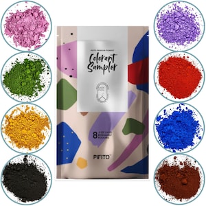 Pifito Oxide Pigment Colorants Sampler - 8 Beautiful Colors for Soap Making (.25 oz ea) Red, Blue, Yellow, Pink, Green, Brown, Black, Violet