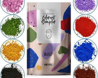 Pifito Oxide Pigment Colorants Sampler - 8 Beautiful Colors for Soap Making (.25 oz ea) Red, Blue, Yellow, Pink, Green, Brown, Black, Violet
