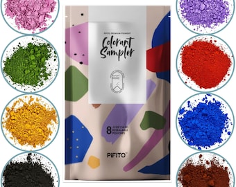 Pifito Oxide Pigment Colorants Sampler - 8 Beautiful Colors for Soap Making (.25 oz ea) Red, Blue, Yellow, Pink, Green, Brown, Black, Violet