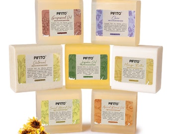 Pifito Melt and Pour Soap Base Sampler 7 lbs - Jojoba Oil, Sweet Almond Oil, Mango Butter, Apricot Kernel Oil, Grapeseed Oil, Oatmeal, Clear