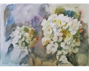 Gydrangea peinture aquarelle originale Gydrangea aquarelle gydrangea Art mural floral artiste ukrainien