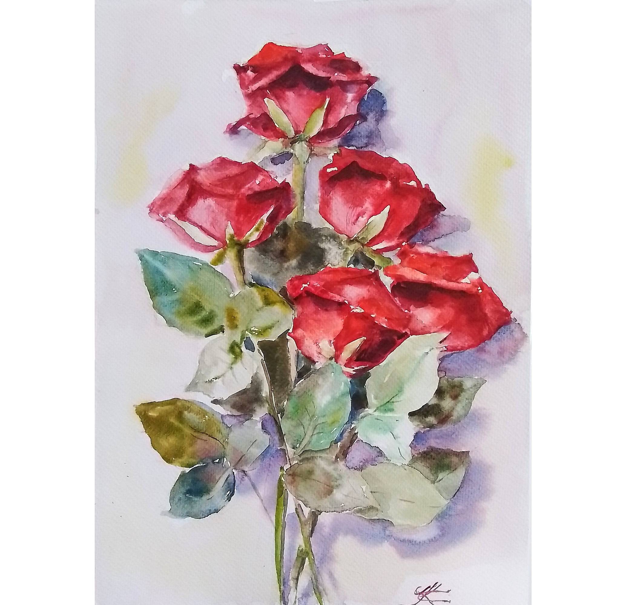 Red roses painting hotsell