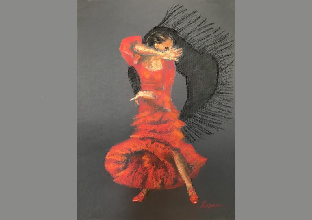 Flamenco Painting Artwork Original Art Flamenco Wall Art Etsy