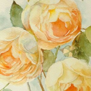 Peinture originale de roses jaunes Fleurs de juillet Art Roses jaunes aquarelle Roses minables peinture Oeuvre d'art de roses jaunes artiste ukrainienne image 4