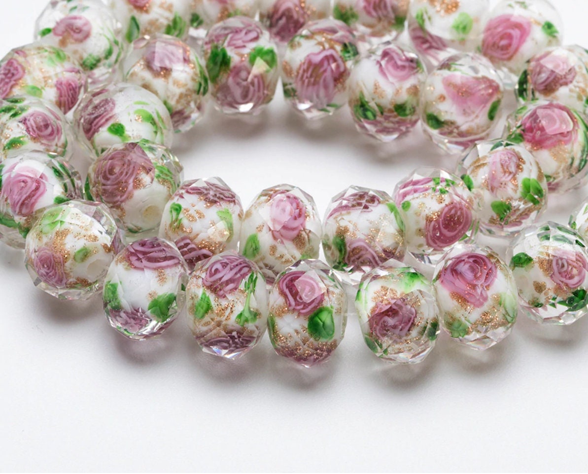 10pcs Handmade Murano Lampwork Glass Bracelet Loose Charms Big Hole Beads Colors 