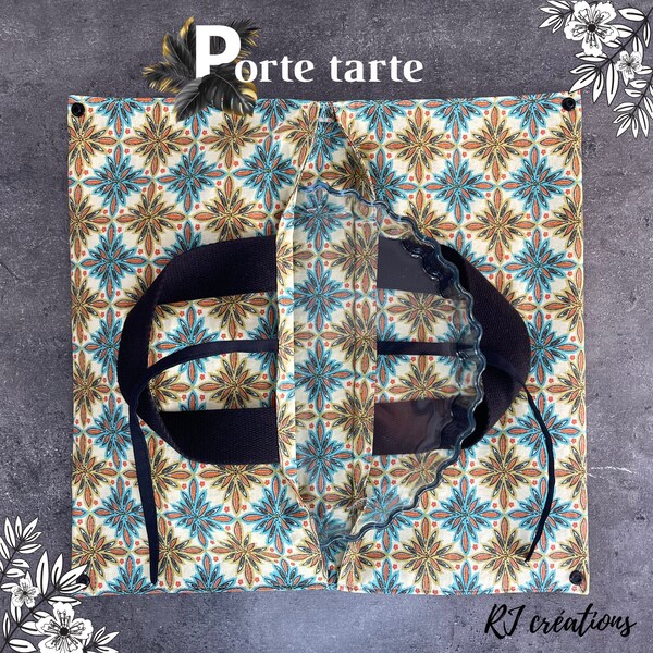 porte tarte ou cake en tissu enduit Oeko-Tex. Accessoire de cuisine zéro déchet