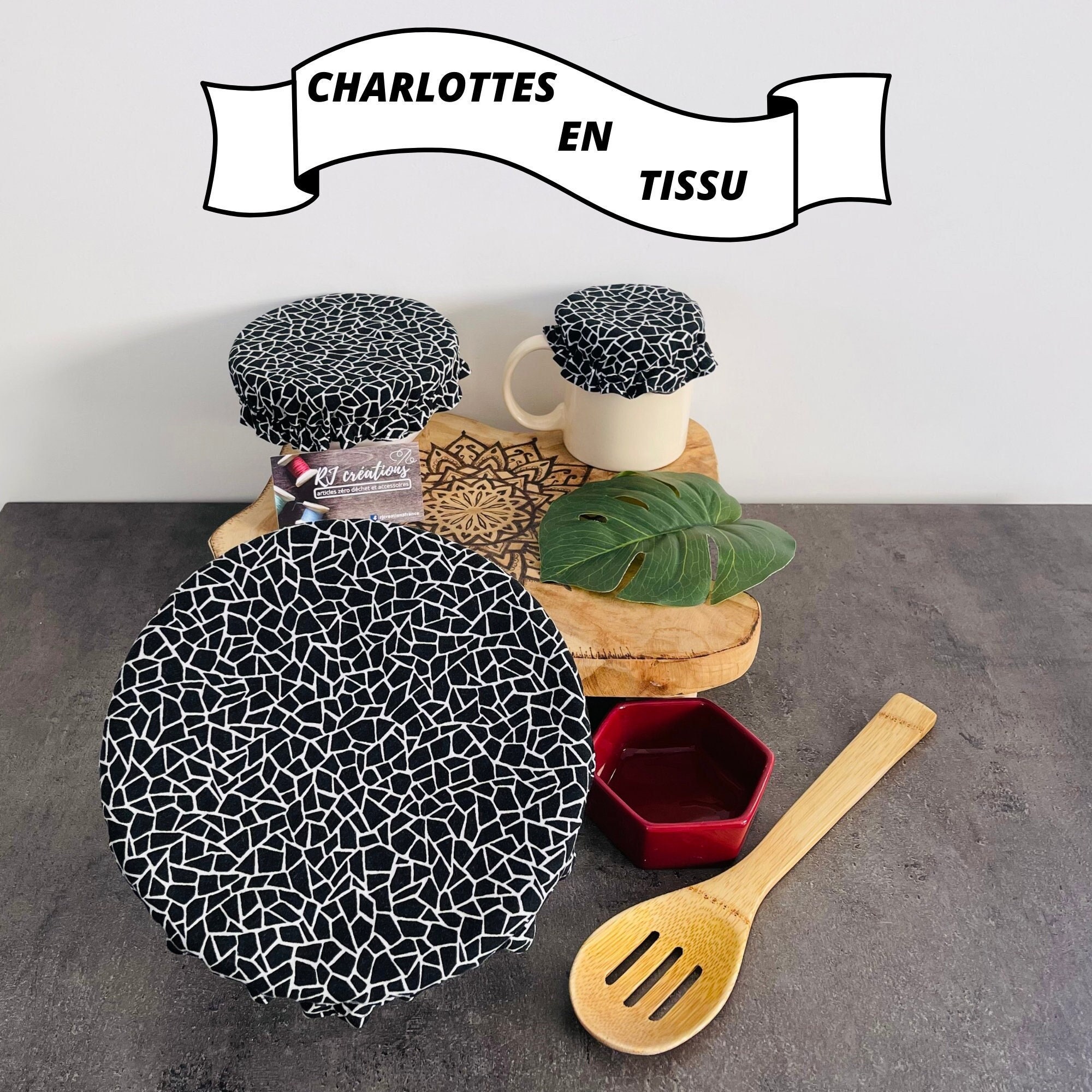 Charlottes Couvre Plats en Tissu Intérieur Imperméable Oeko-Tex. Charlottes Alimentaires. Objectif Z