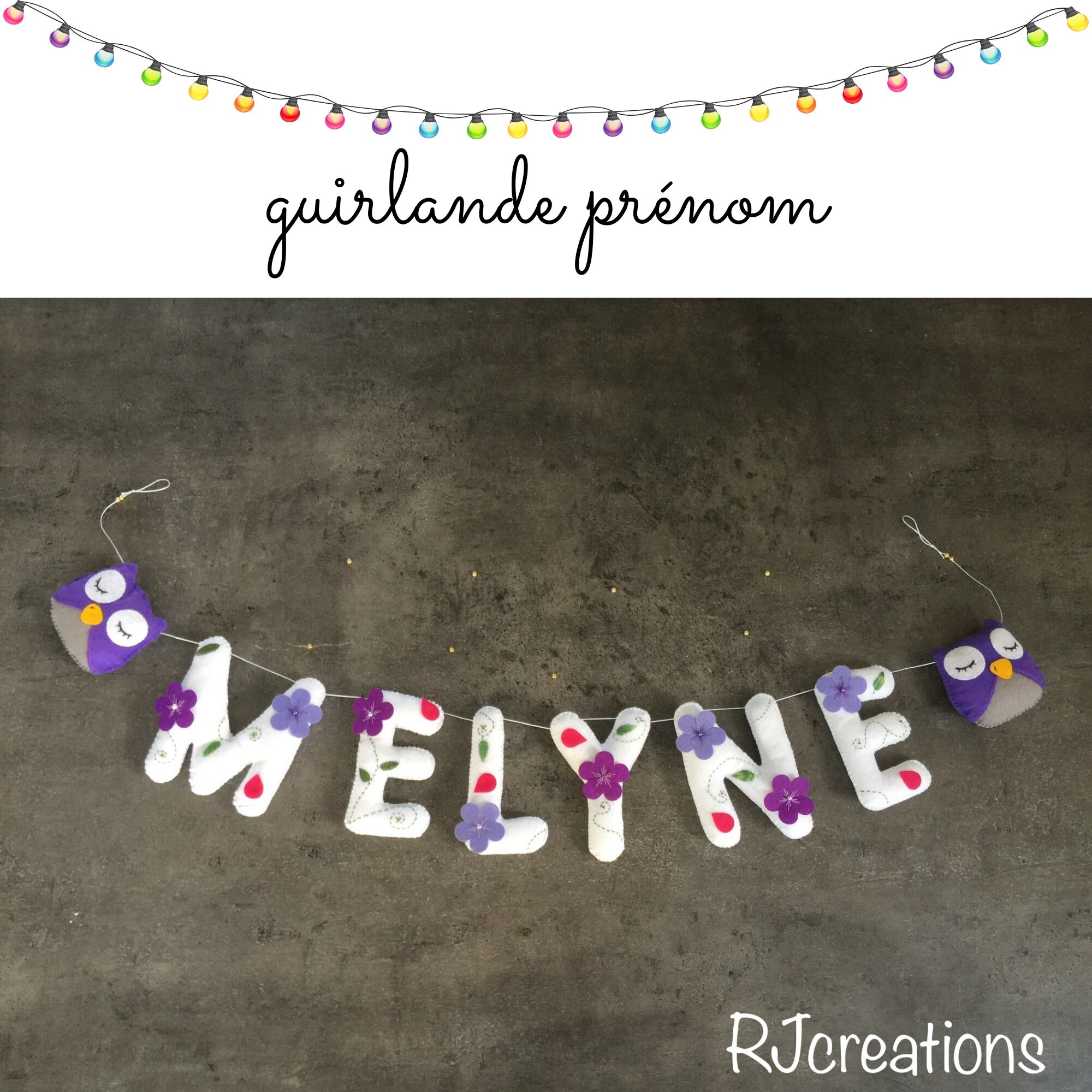 Guirlande Prénom, Cadeau de Naissance, Lettres et Figurines en Feutrine Qualité. Décoration Chambre 