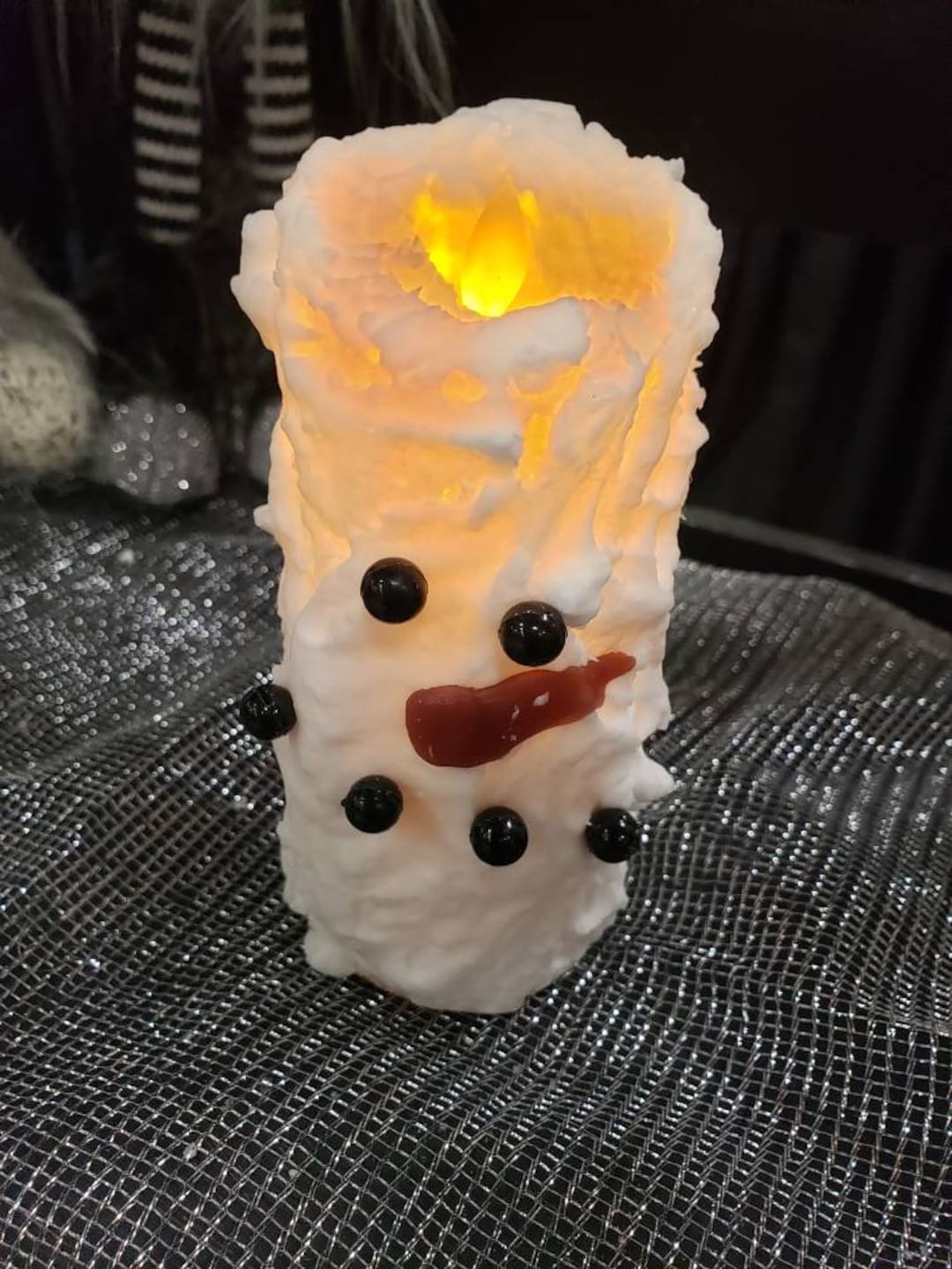 Flameless Timer Snowman Candle, 2x5 Inch Etsy