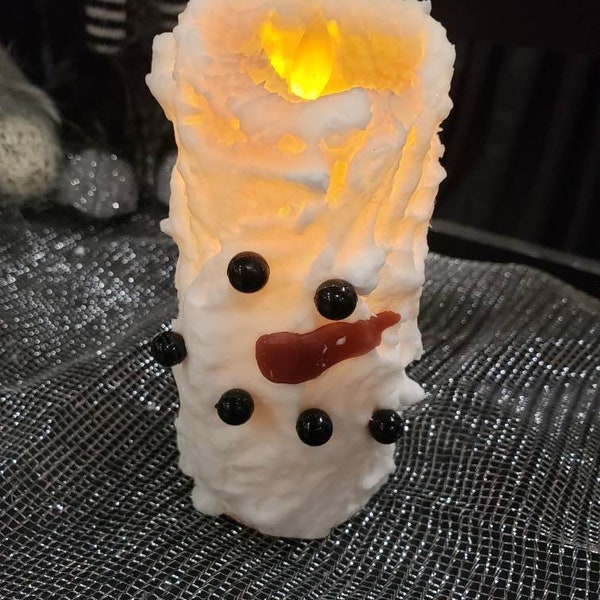 Flameless timer snowman candle, 2x5 inch