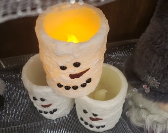 Snowman candle, battery operated, timer