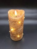 Burnt Ivory LED Pillar Candle with Timer, Flicker Flame, 6-Inch