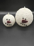 Round, Snowman, Moving Flame, LED Candle 6x5.5in or 4x3.6in  timer candles, flameless, battery operated