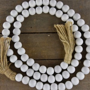 Wood bead garland burgundy white gray or black
