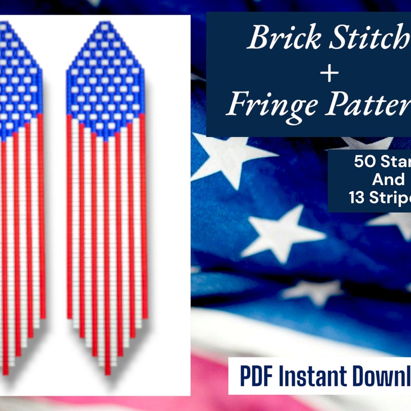 Felt Back USA Flag Flamingo Beaded Beads Tassel Earrings main image 0