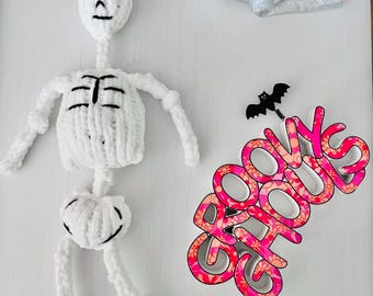 Skeleton Knit Pattern: SKELETONIE, Halloween Decor (Digital Pattern)