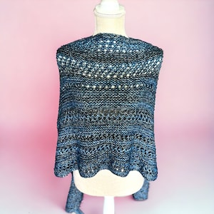 Blue Knit Lace Shawl | Knit Shawl Wrap for Women | Hand Knit Shawl | Shawl for Fall | Winter Accessory | Christmas Gift for Women
