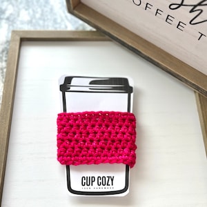 Handmade Merino Wool Crochet Coffee Sleeve - Reusable Cup Cozy