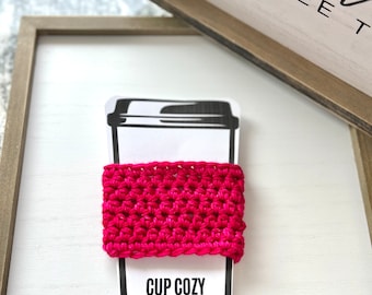 Handmade Merino Wool Crochet Coffee Sleeve - Reusable Cup Cozy