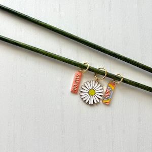 Enamel Stitch Markers for Knitting: Bohemian Flower Set