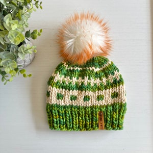 Merino Wool Knit Hat With Pom Pom | Chunky Winter Hat | 100% Merino Wool | Thoughtful Gifts for Her | Women&#39;s Knit Hat